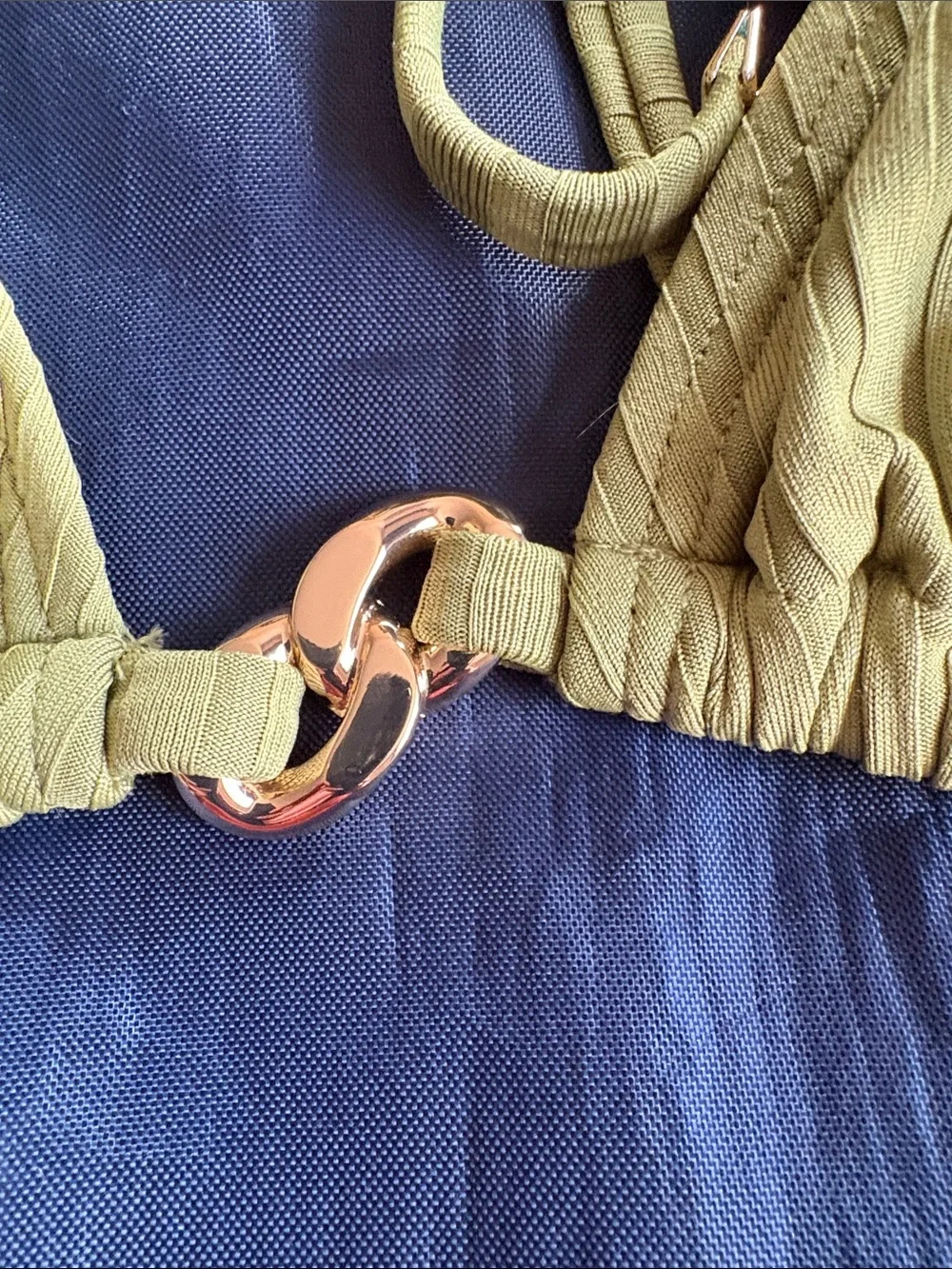 michael michael kors olive leaf textured ribbed bikini set size s nwt